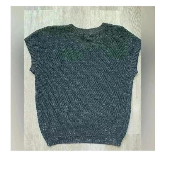 Tommy Bahama Sleeveless Sweater, Women's size Medium,Black w/ Silver,Lightweight - Picture 4 of 4